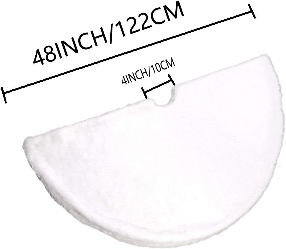 48-Inch White Faux Fur Christmas Tree Skirt for Holiday Decor