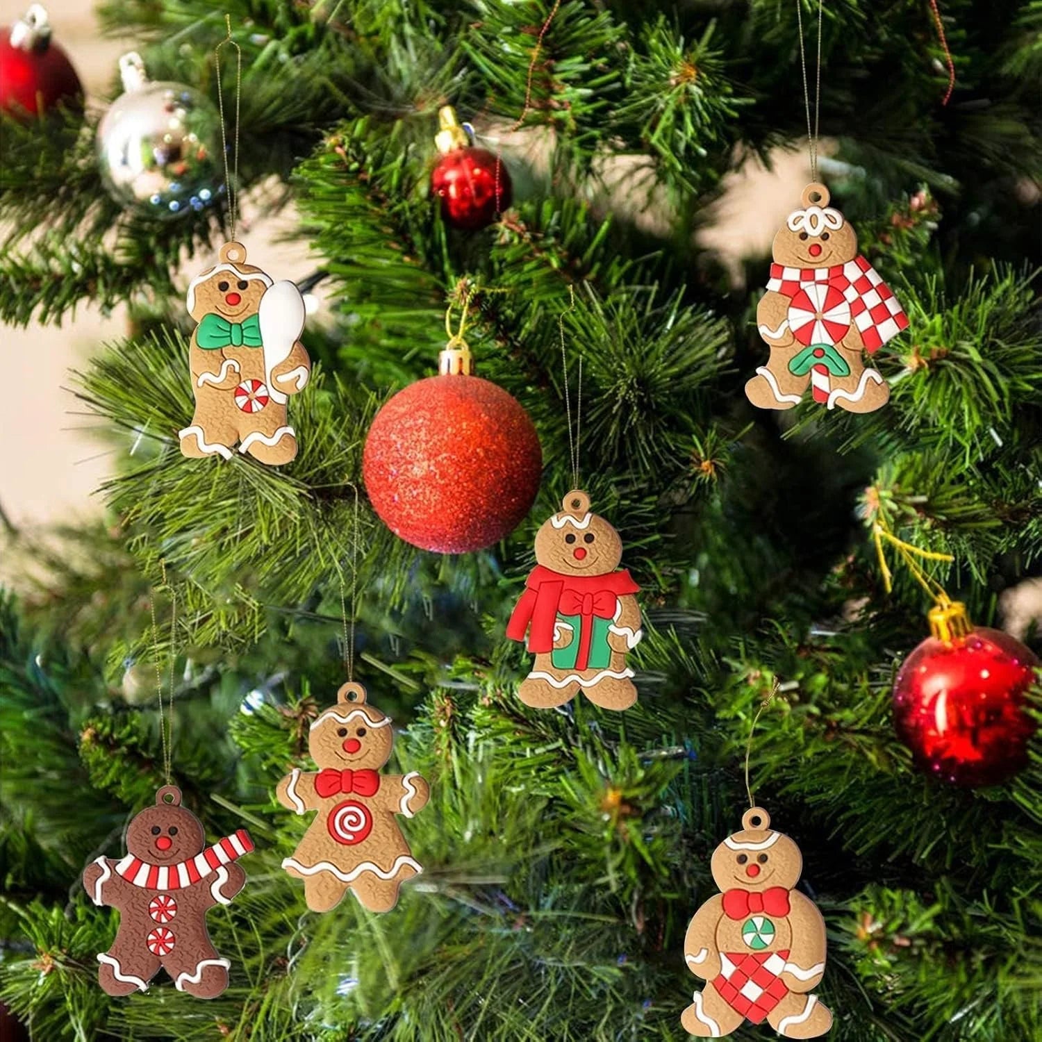 14Pcs Christmas Ornaments Gingerbread Christmas Tree Decorations Holiday Decor (Classic)