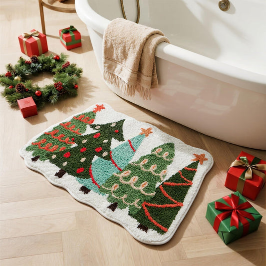 Soft Absorbent Non-Slip Christmas Bathroom Rug, 20"X30", Holiday Decor