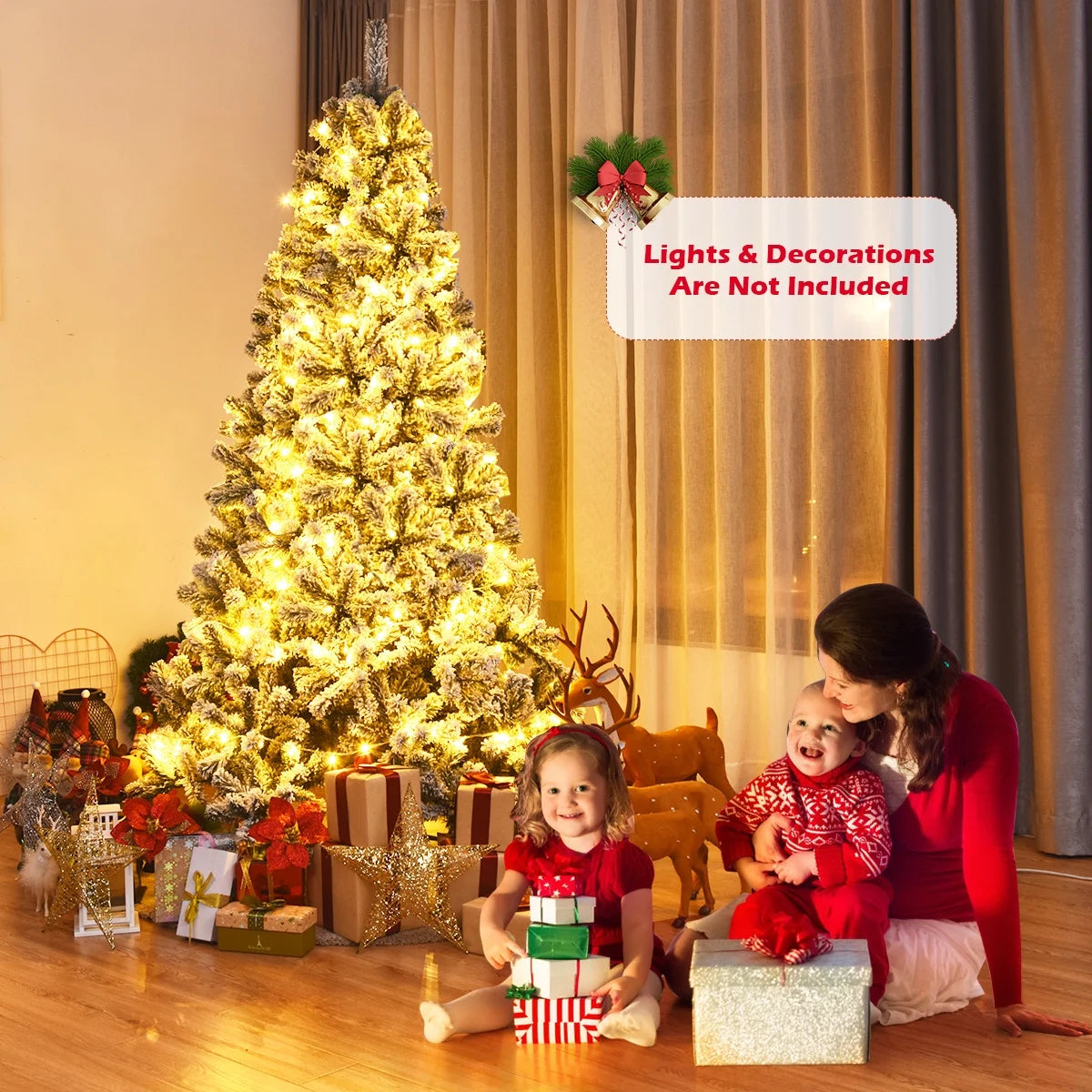 6Ft Snow Flocked Hinged Artificial Christmas Tree Unlit Holiday Decor