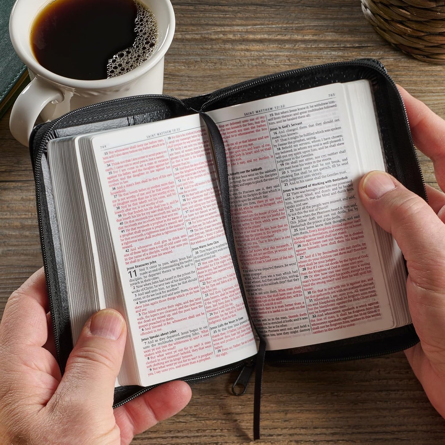 KJV Holy Bible, Mini Pocket Size, Faux Leather Red Letter Edition - Ribbon Marke