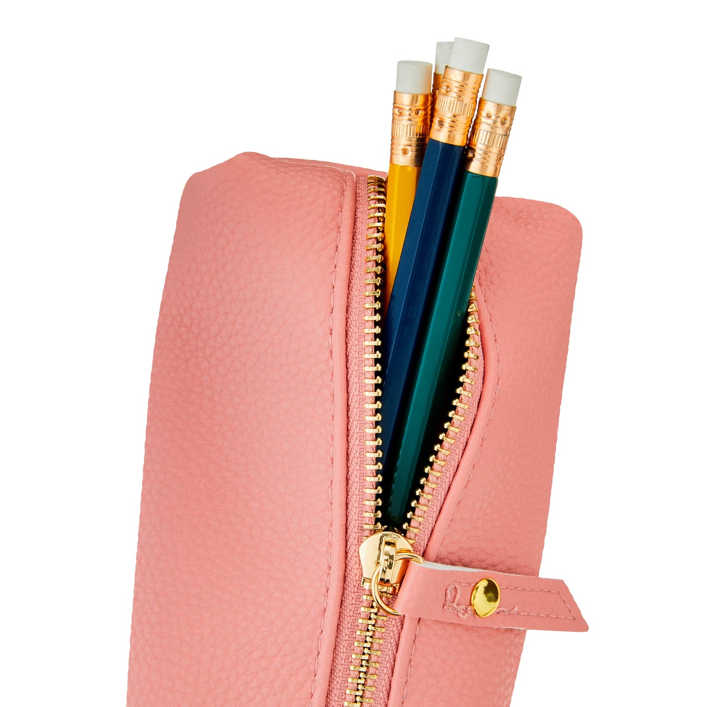 Pen + Gear Simulated Leather Pencil Pouch, Pink for Middle School