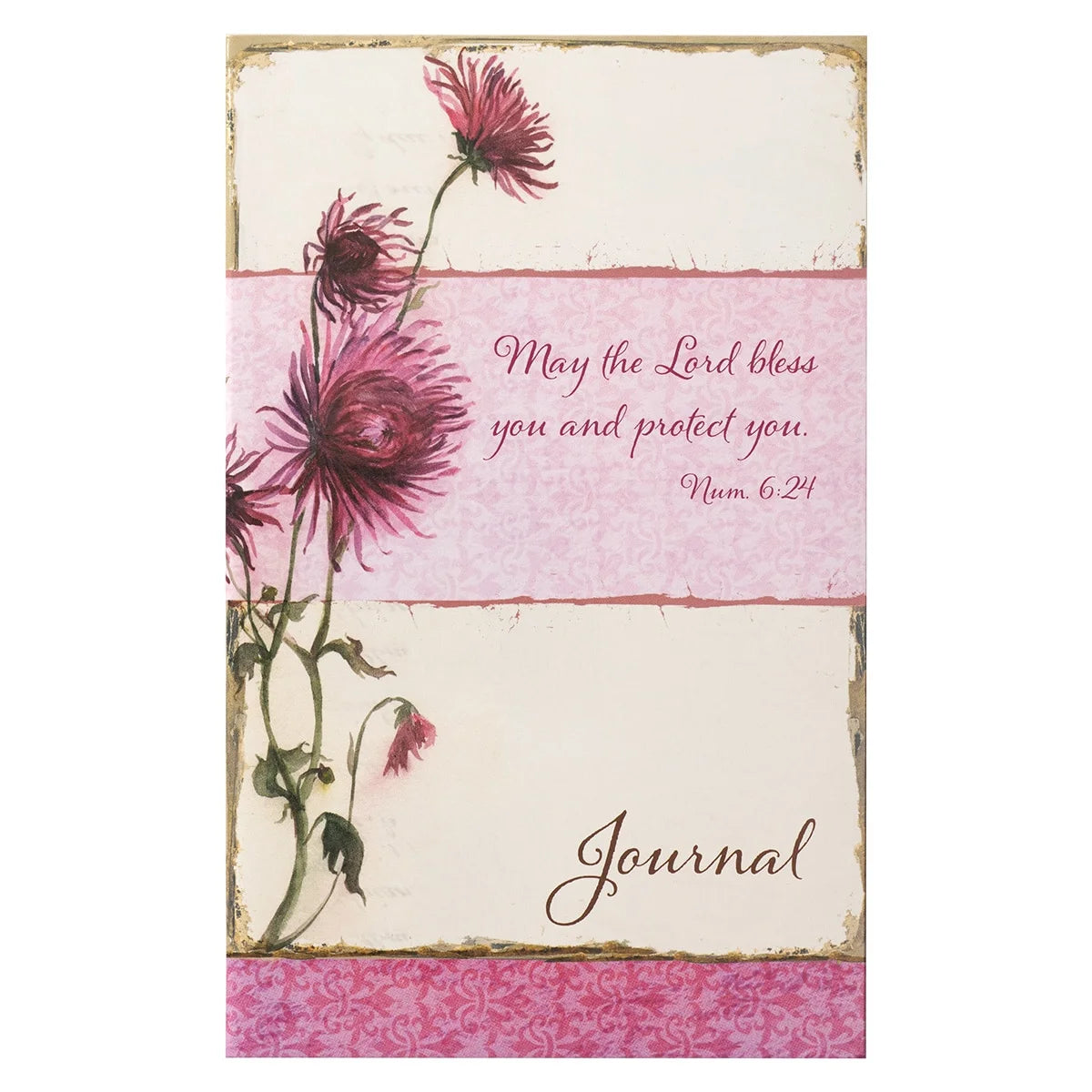 Scripture Journal May the Lord Bless You Numbers 6:24 Bible Verse Pink Floral Inspirational Notebook,128 Ruled Pages Flexcover 5.5” X 8.5”