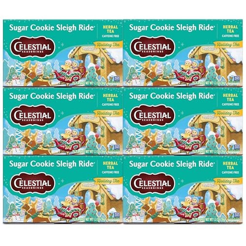 Celestial Seasonings Herbal Tea, Sugar Cookie Sleigh Ride, 20 Count Box 6-Count