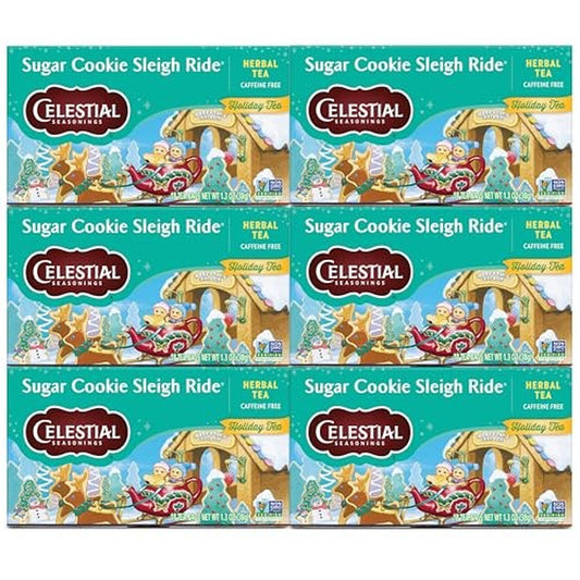 Celestial Seasonings Herbal Tea, Sugar Cookie Sleigh Ride, 20 Count Box 6-Count