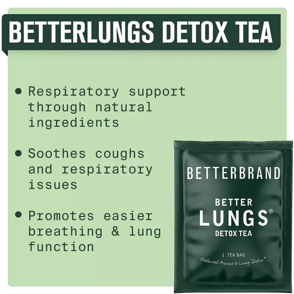 Betterbrand Better Lungs Detox Tea - Herbal Tea Bags - Mullein Leaf Ginseng E...