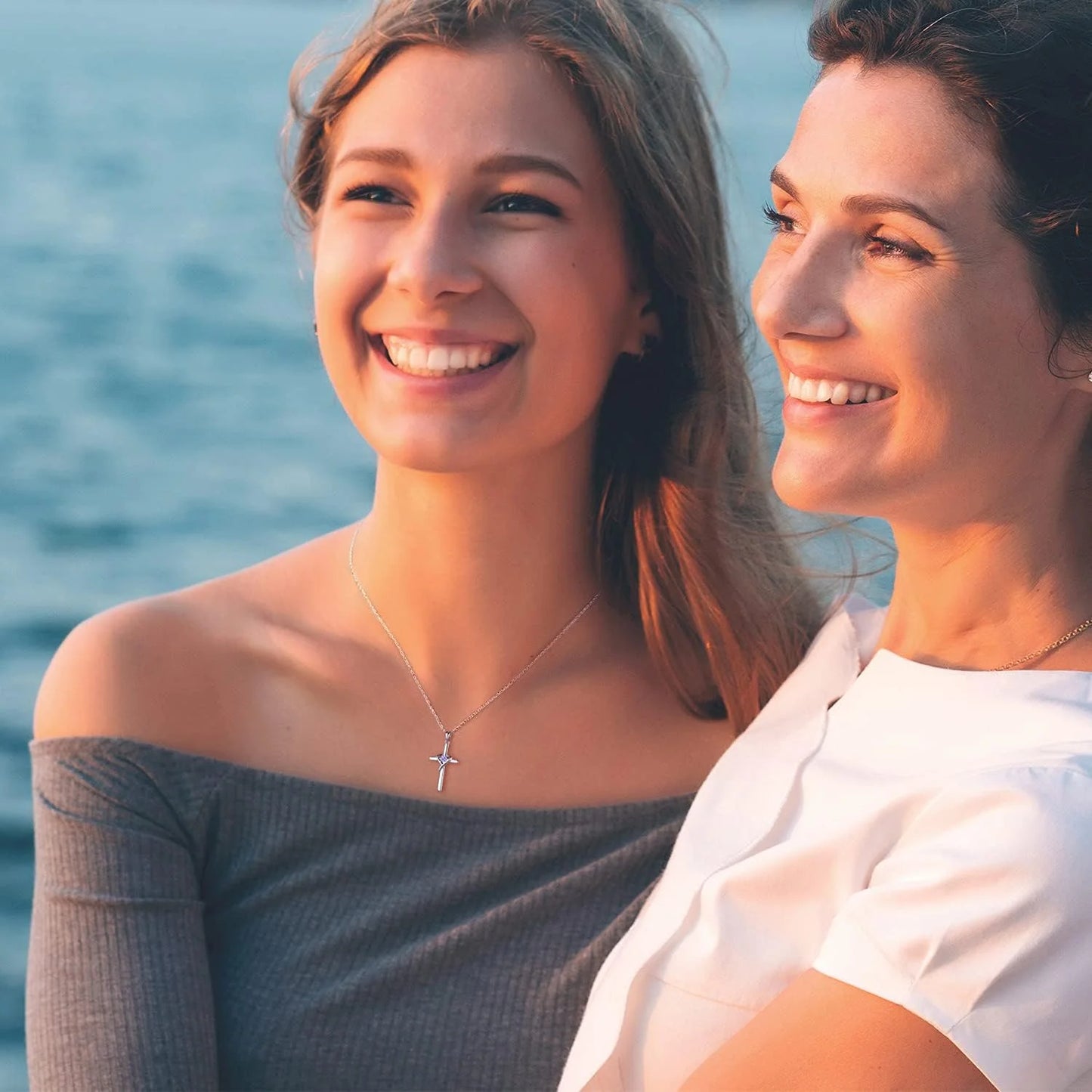 925 Sterling Silver Cross Necklace for Women Men 5A CZ Birthstone Necklaces 14K Gold Plated or Rose Gold Necklace for Easter or Mother'S Day