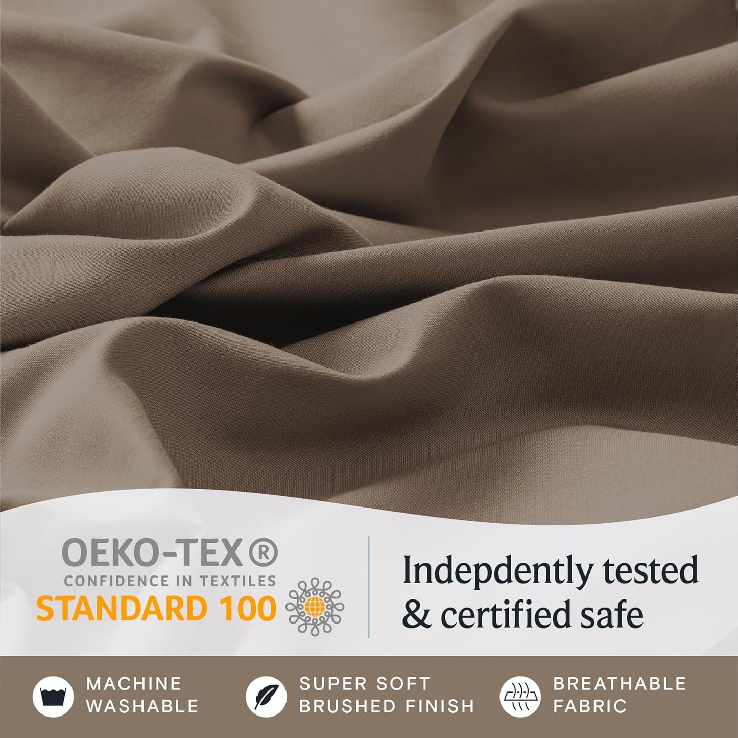 4 PC Sheet Bed Sheets Deep Pockets 18" Eco Friendly Wrinkle Free-Kids-Fitted Sheets Machine Washable Hotel Bedding Silky Soft - Dark Khaki Twin