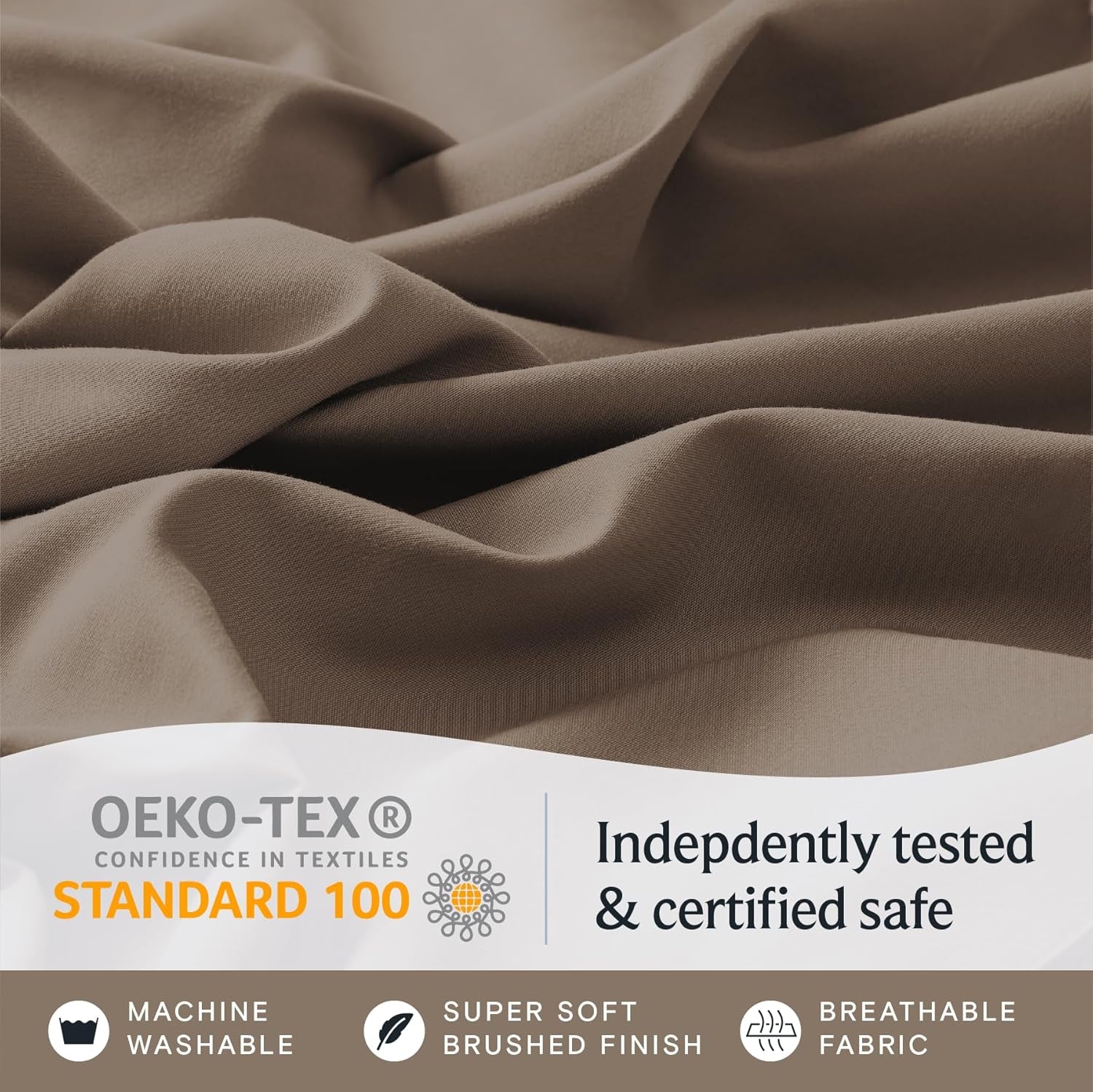 4 PC Sheet Bed Sheets Deep Pockets 18" Eco Friendly Wrinkle Free-Kids-Fitted Sheets Machine Washable Hotel Bedding Silky Soft - Dark Khaki Twin