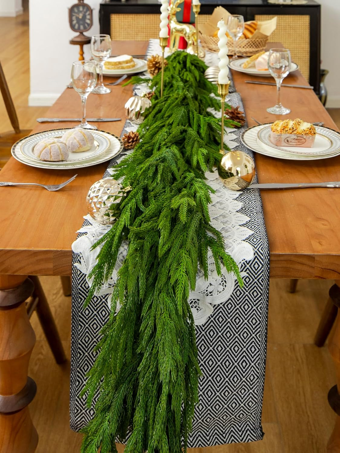 72" Norfolk Pine & Faux Cedar Garland for Indoor/Outdoor Holiday Decor