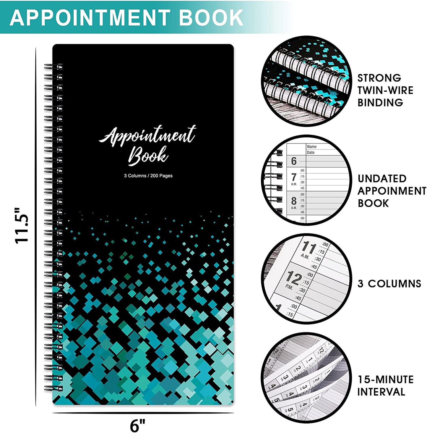 Appointment Book – Undated Salon Appointment Book, Daily＆Hourly Schedule Book Wi