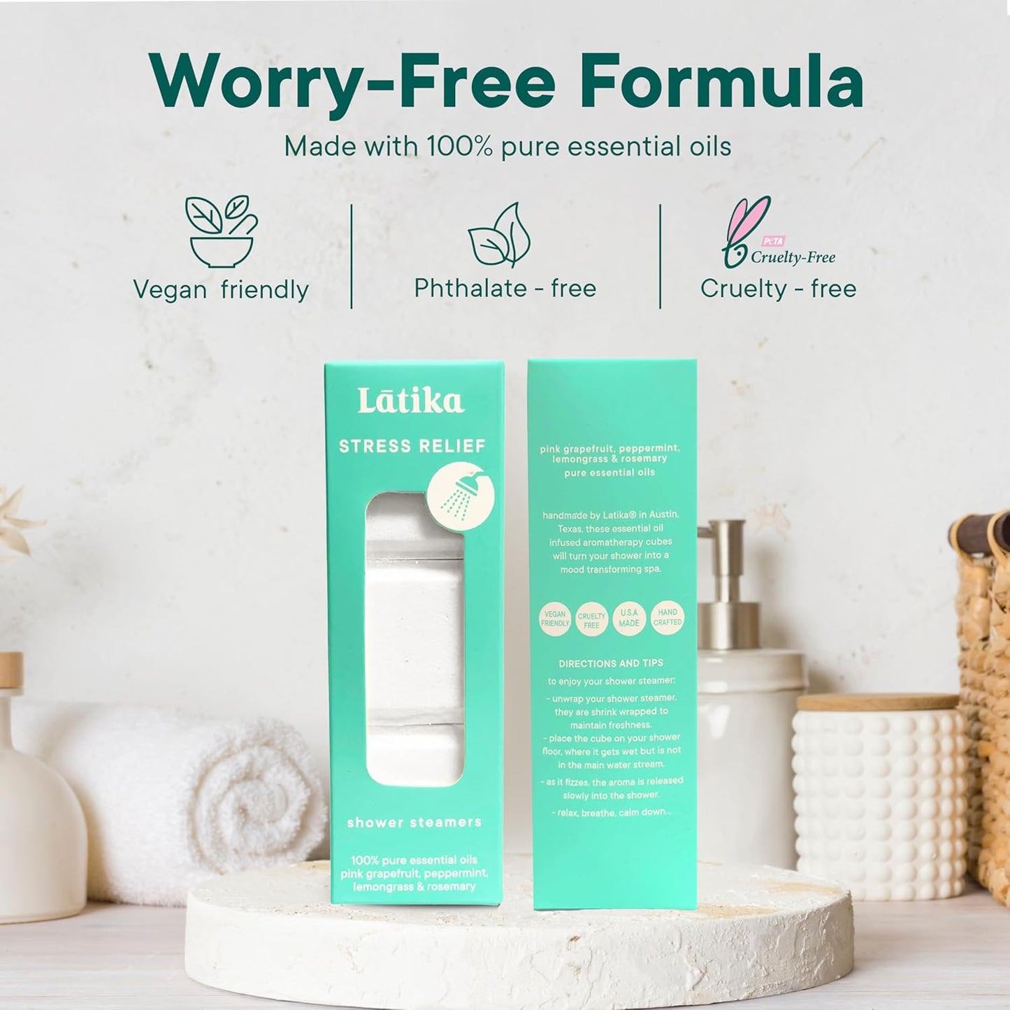 Stress Relief Steamer - Aromatherapy with Pink Grapefruit, Peppermint, Lemongrass and Rosemary - Calming and Relaxing for Anxiety Relief, Spa Aromatherapy Hot Tub - Must-Haves for Women and Men