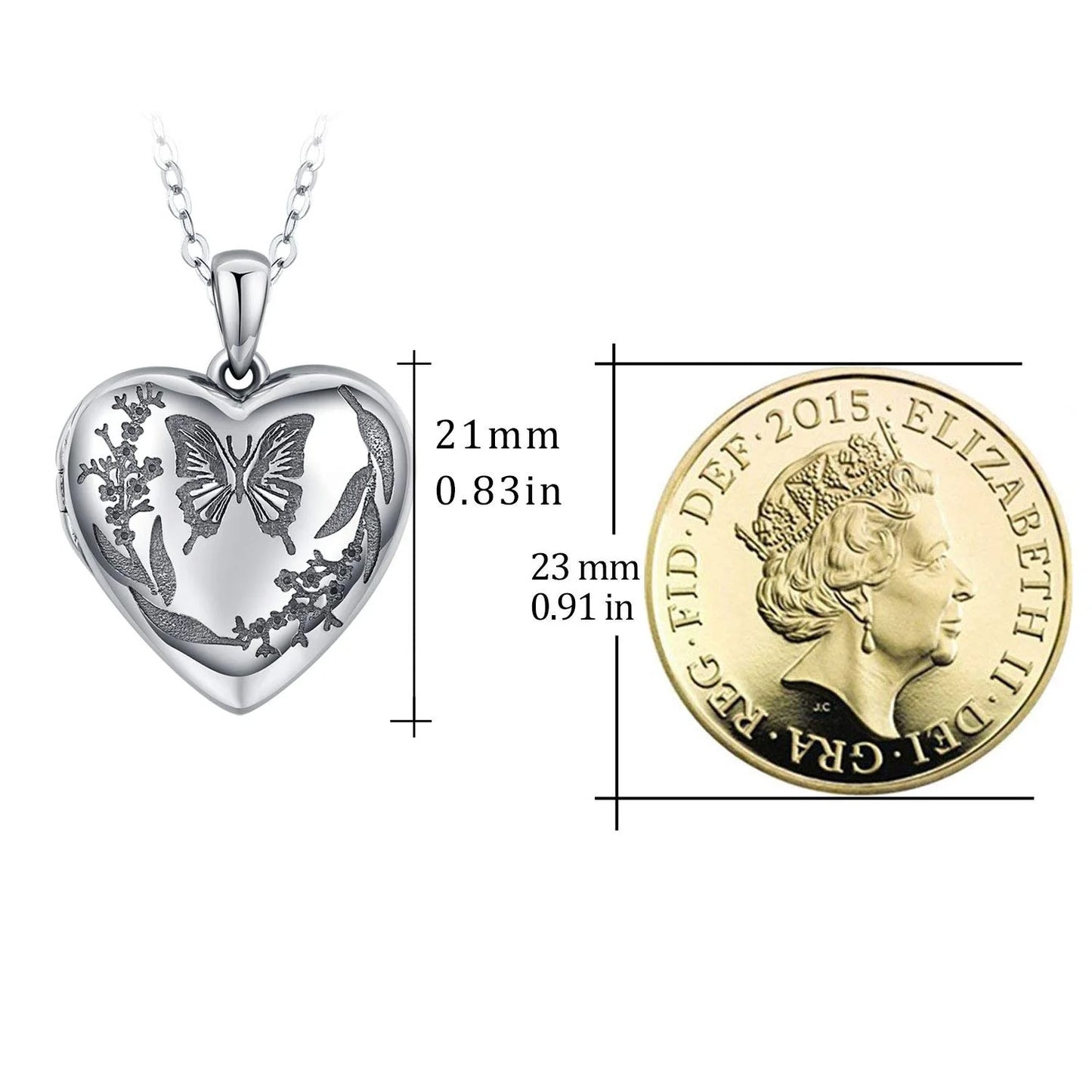 Butterfly Locket Necklace 925 Sterling Silver Heart Locket Necklace That Holds Pictures Memorial Necklace Locket Jewelry Gifts for Women