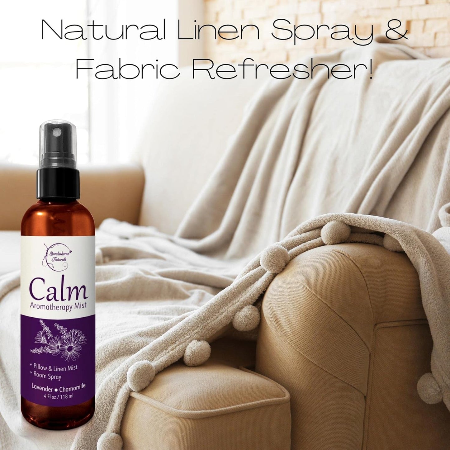 Calm Aromatherapy Mist with Lavender & Chamomile Essential Oil. Natural Sleep & Pillow Spray, Room & Linen Mist. Lavender Spray Air Freshener for Relaxation & Sleep -
