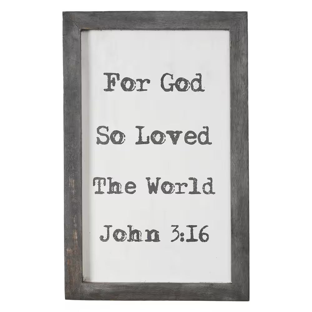 14 In. H Dove Grey White Wooden Easter Wall Decor John 3:16 Shadow Box Frame