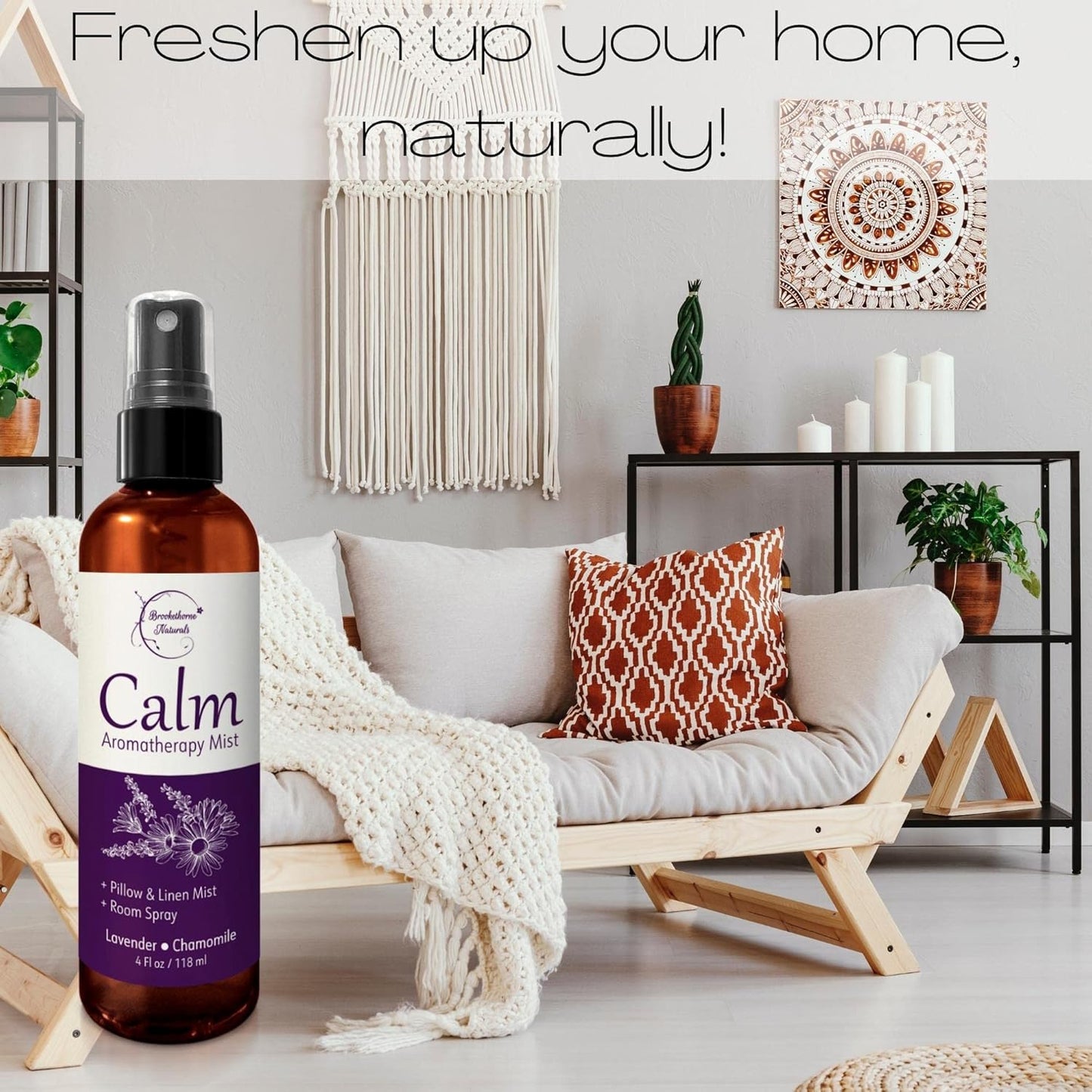 Calm Aromatherapy Mist with Lavender & Chamomile Essential Oil. Natural Sleep & Pillow Spray, Room & Linen Mist. Lavender Spray Air Freshener for Relaxation & Sleep -