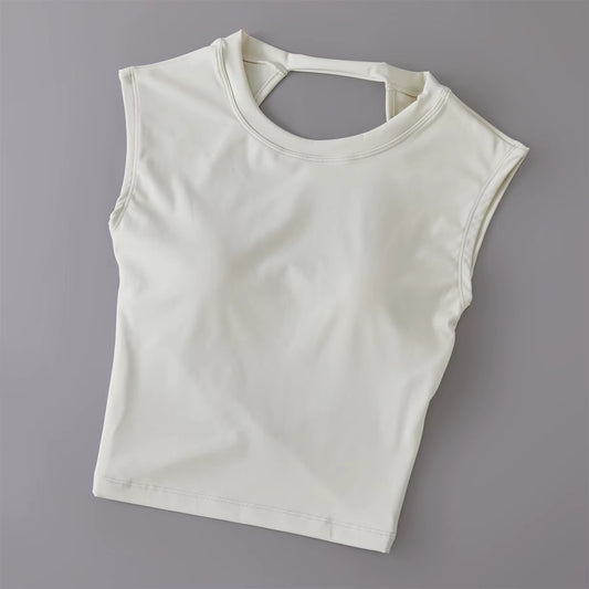 Yoga Short Sleeved Women'S Fixed Chest Pad Sexy Backless Short Sports T-Shirt Sexy Yoga Tops Waist Slimming Fitness Vest