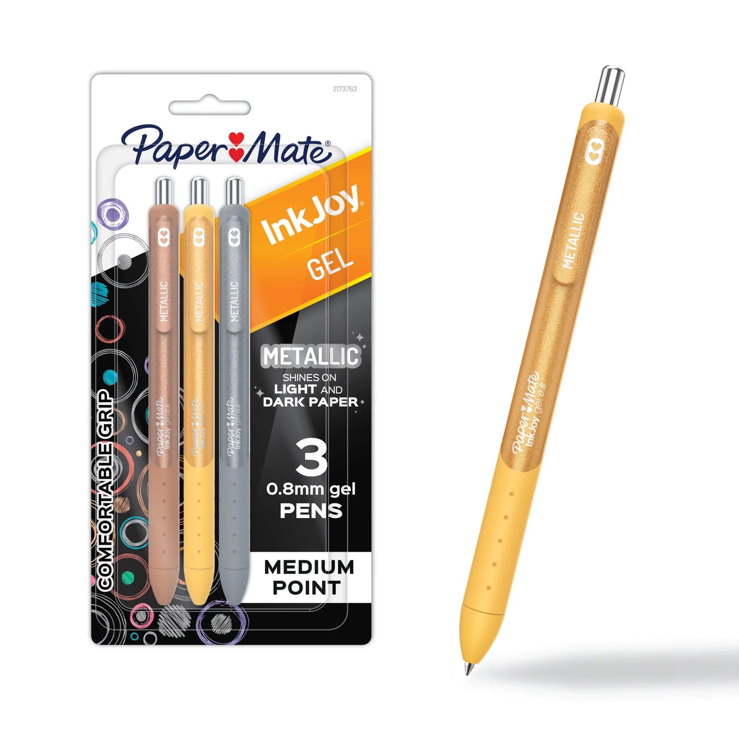 Paper Mate Inkjoy Gel Metallic Pens, Medium Point (0.8Mm), Assorted, 3 Count