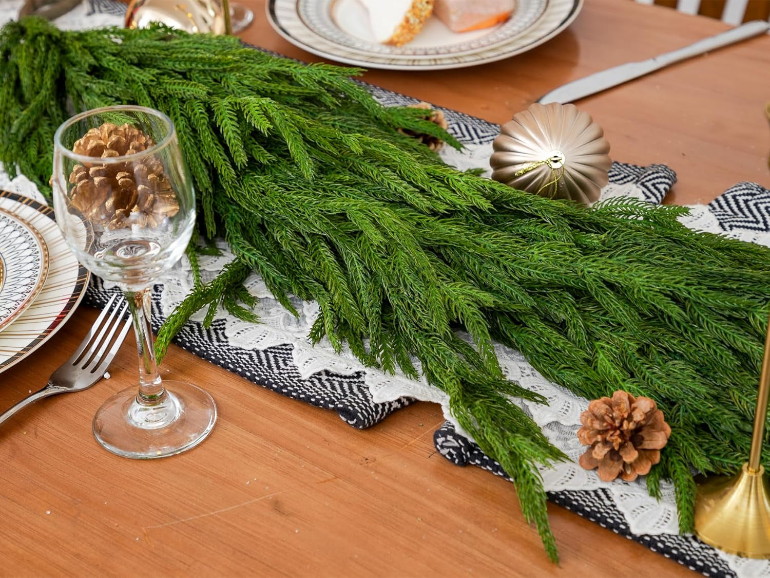 72" Norfolk Pine & Faux Cedar Garland for Indoor/Outdoor Holiday Decor