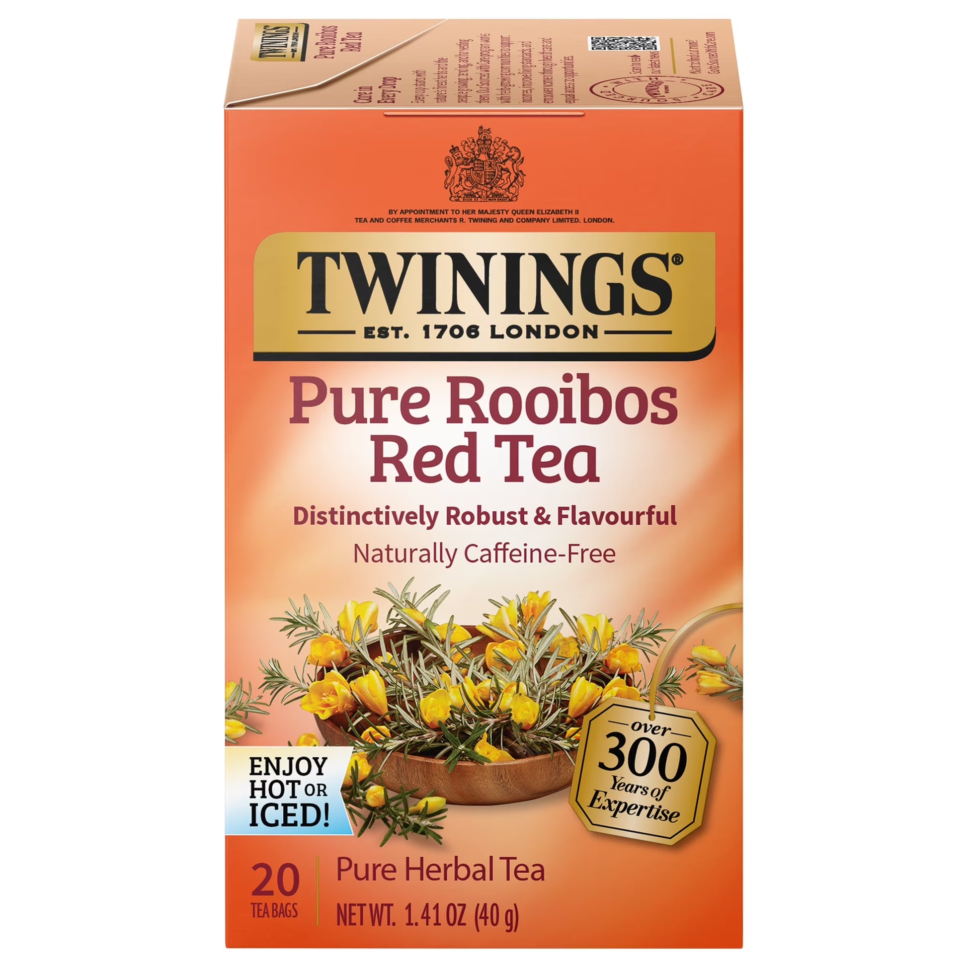 Pure Rooibos Red Herbal Tea Bags, Caffeine Free, 20 Count Box