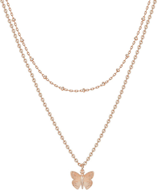 14K Gold Plated Layering Necklaces | Stylish Minimalist Design Pendant Necklaces | Butterfly, Heart, Lock, Evil Eye, Coin, Lightning Bolt, Circle, Cross Pendants for Women