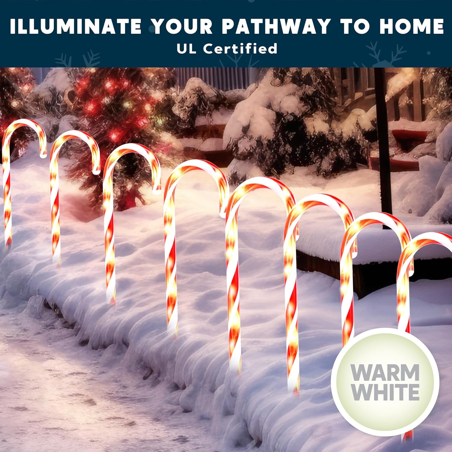 12 Pcs Christmas Candy Cane Pathway Lights for Outdoor Holiday Decor