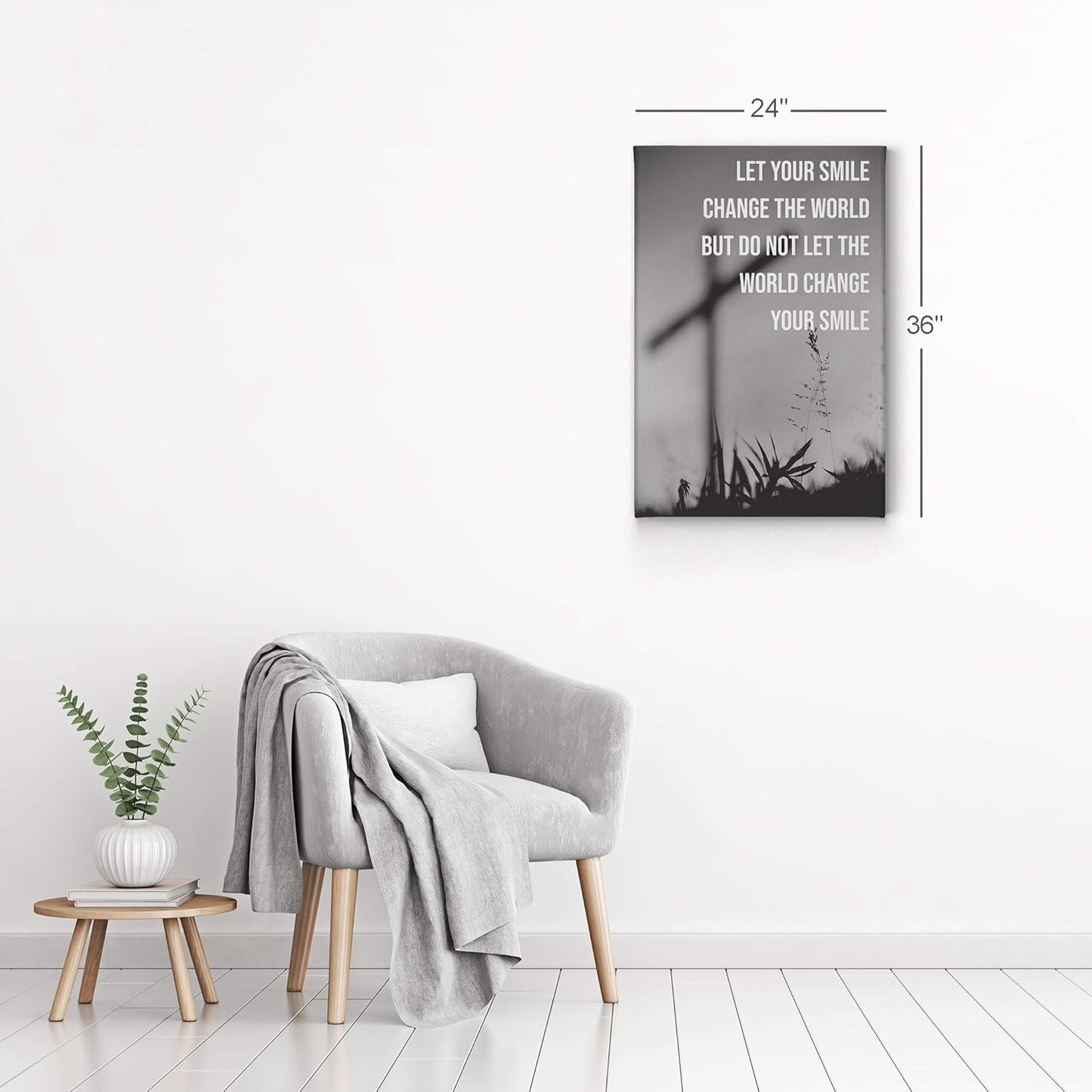 Let Your Smile Change the World Scripture Canvas Print Scripture Wall Decor Lord God Bible Jesus Christ Pray Cross Religious Living Room Bedroom Christian Gift Home Decor - 12X8