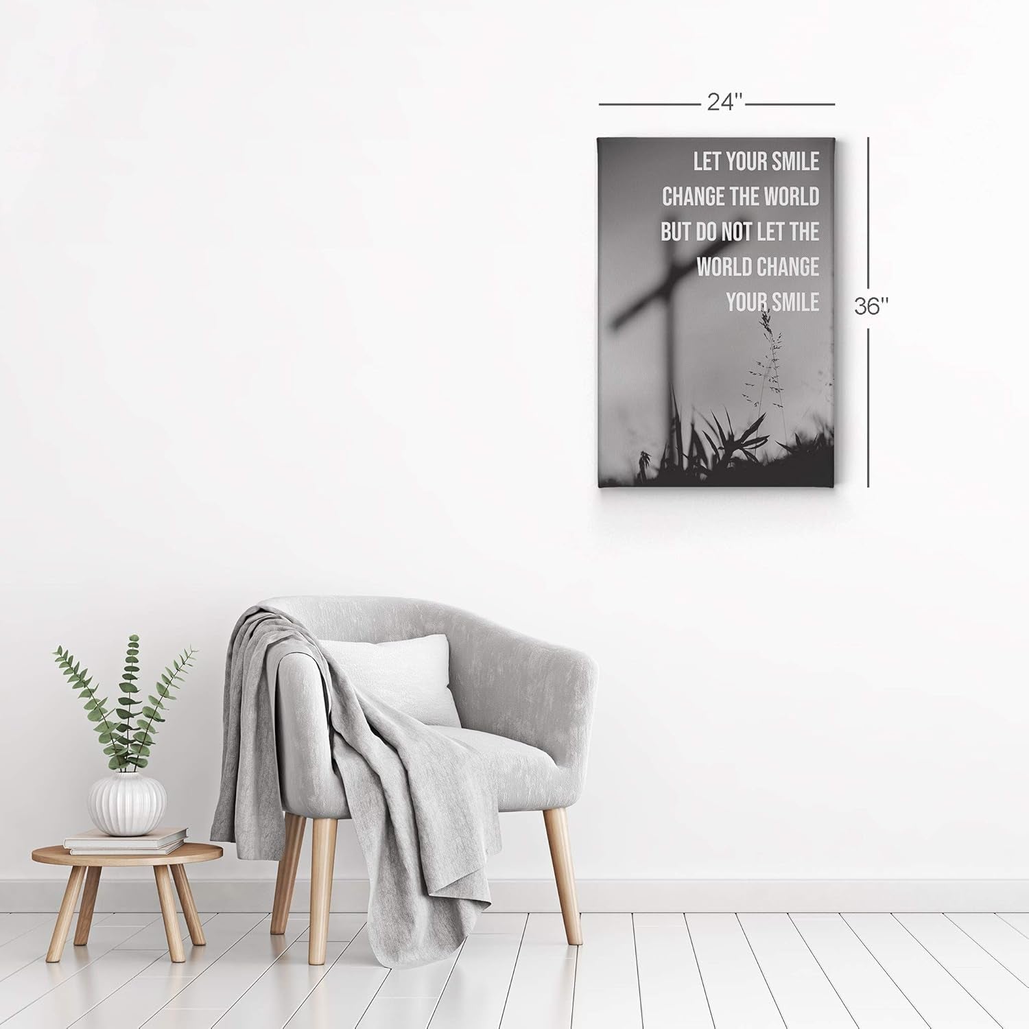 Let Your Smile Change the World Scripture Canvas Print Scripture Wall Decor Lord God Bible Jesus Christ Pray Cross Religious Living Room Bedroom Christian Gift Home Decor - 12X8