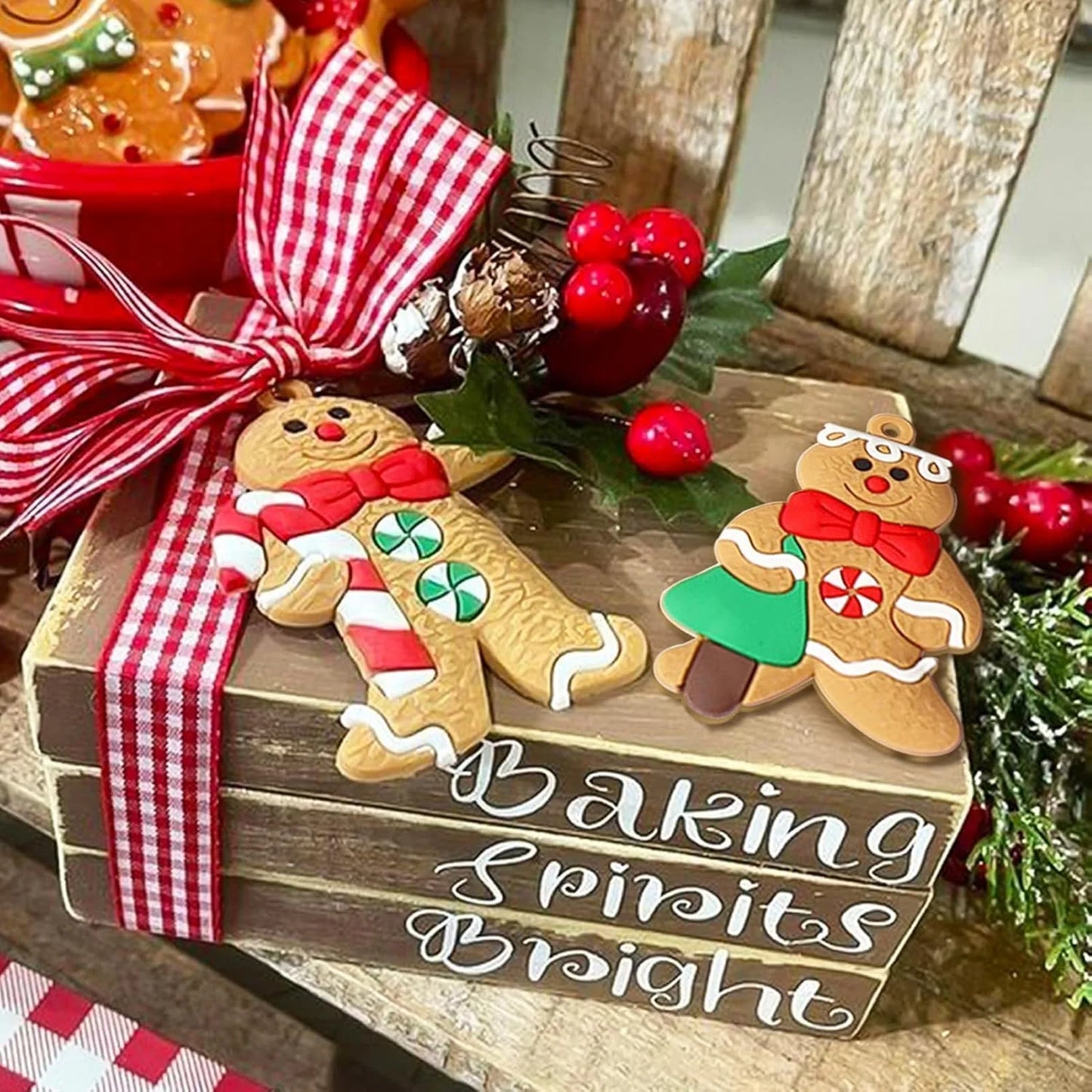 14Pcs Christmas Ornaments Gingerbread Christmas Tree Decorations Holiday Decor (Classic)