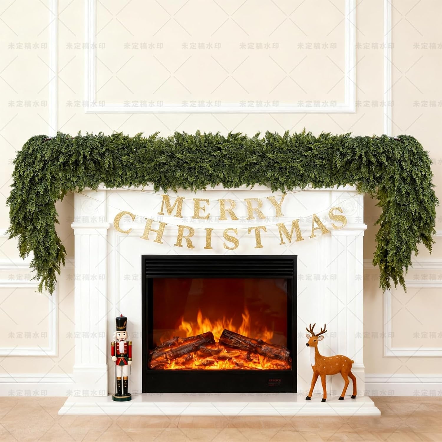 Artificial Cedar Garland - 9FT Realistic Green Faux Pine for Holiday Decor