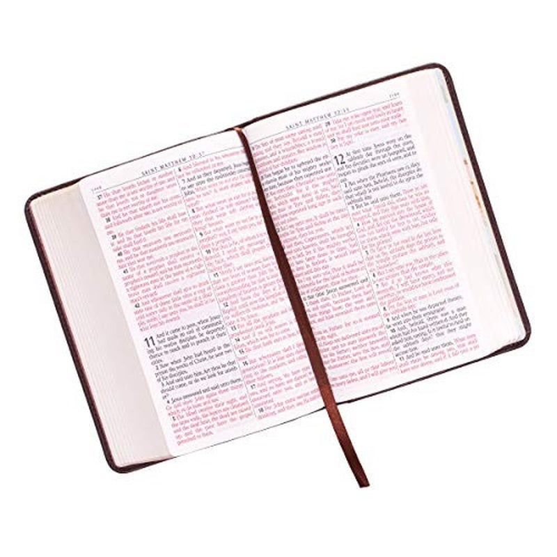 KJV Holy Bible, Large Print Compact, Dark Brown Faux Leather W/Ribbon Marker,