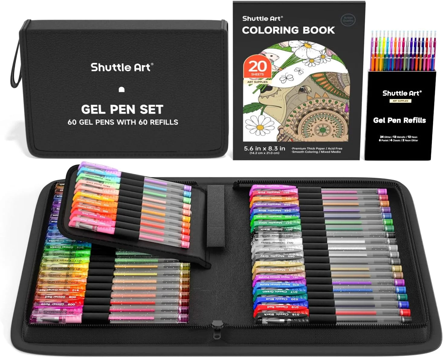 120 Pack Set 60 Colored Gel Pen with 60 Refills