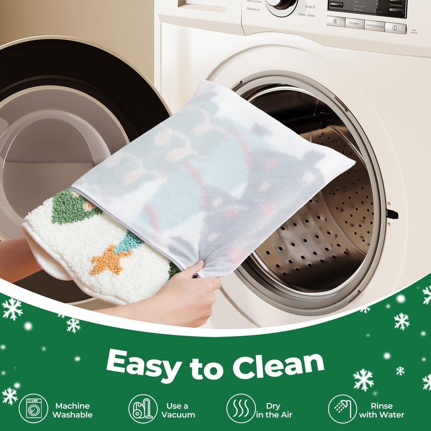 Soft Absorbent Non-Slip Christmas Bathroom Rug, 20"X30", Holiday Decor