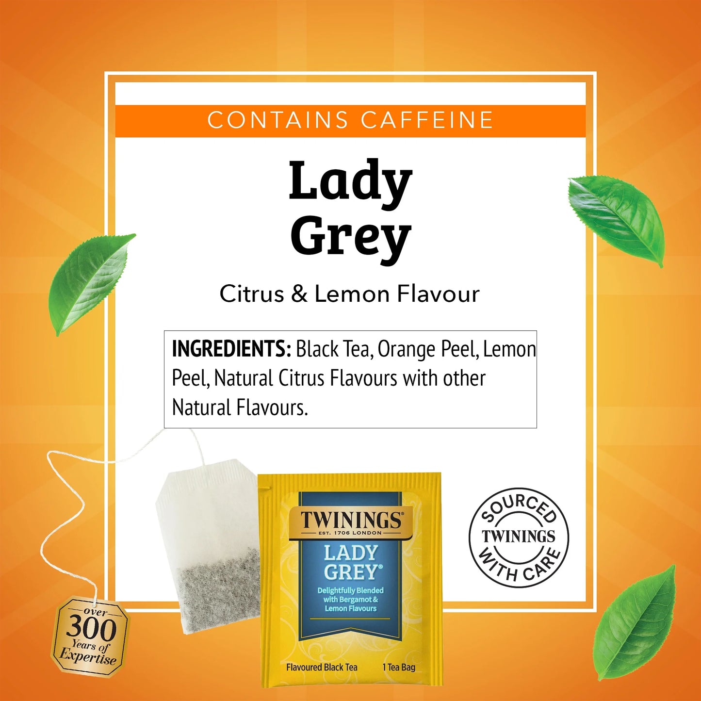 Lady Grey Citrus Black Tea Bags, 20 Count Box
