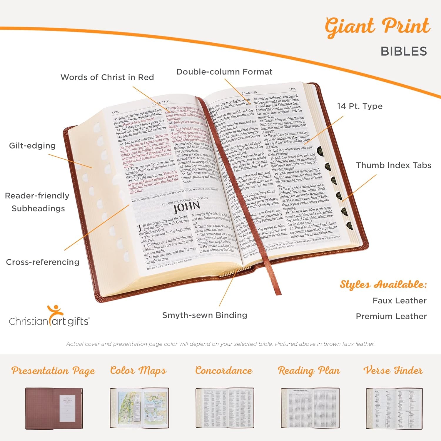 KJV Holy Bible, Giant Print Full-Size Faux Leather Red Letter Edition - Thumb In