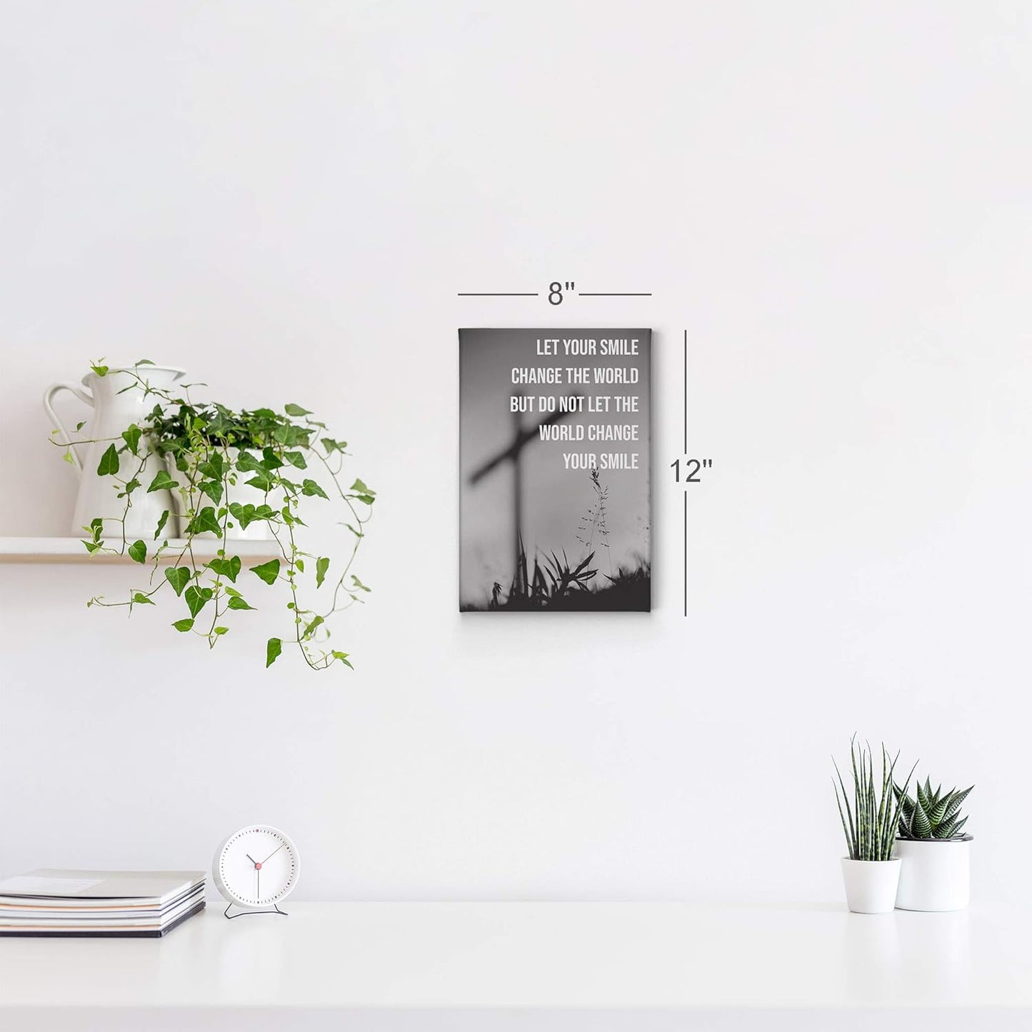 Let Your Smile Change the World Scripture Canvas Print Scripture Wall Decor Lord God Bible Jesus Christ Pray Cross Religious Living Room Bedroom Christian Gift Home Decor - 12X8