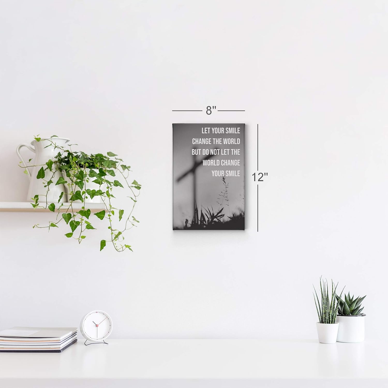 Let Your Smile Change the World Scripture Canvas Print Scripture Wall Decor Lord God Bible Jesus Christ Pray Cross Religious Living Room Bedroom Christian Gift Home Decor - 12X8