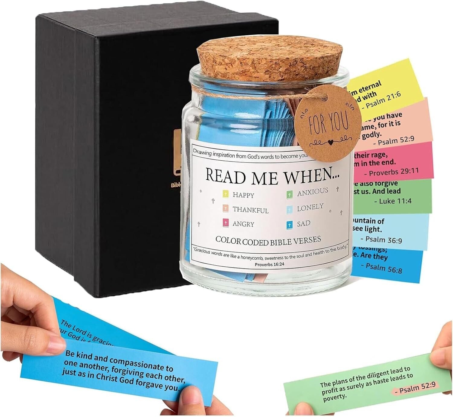 Christian Gifts for Women Bible Verse Jar 90 Color Coded Bible Verses in a Jar