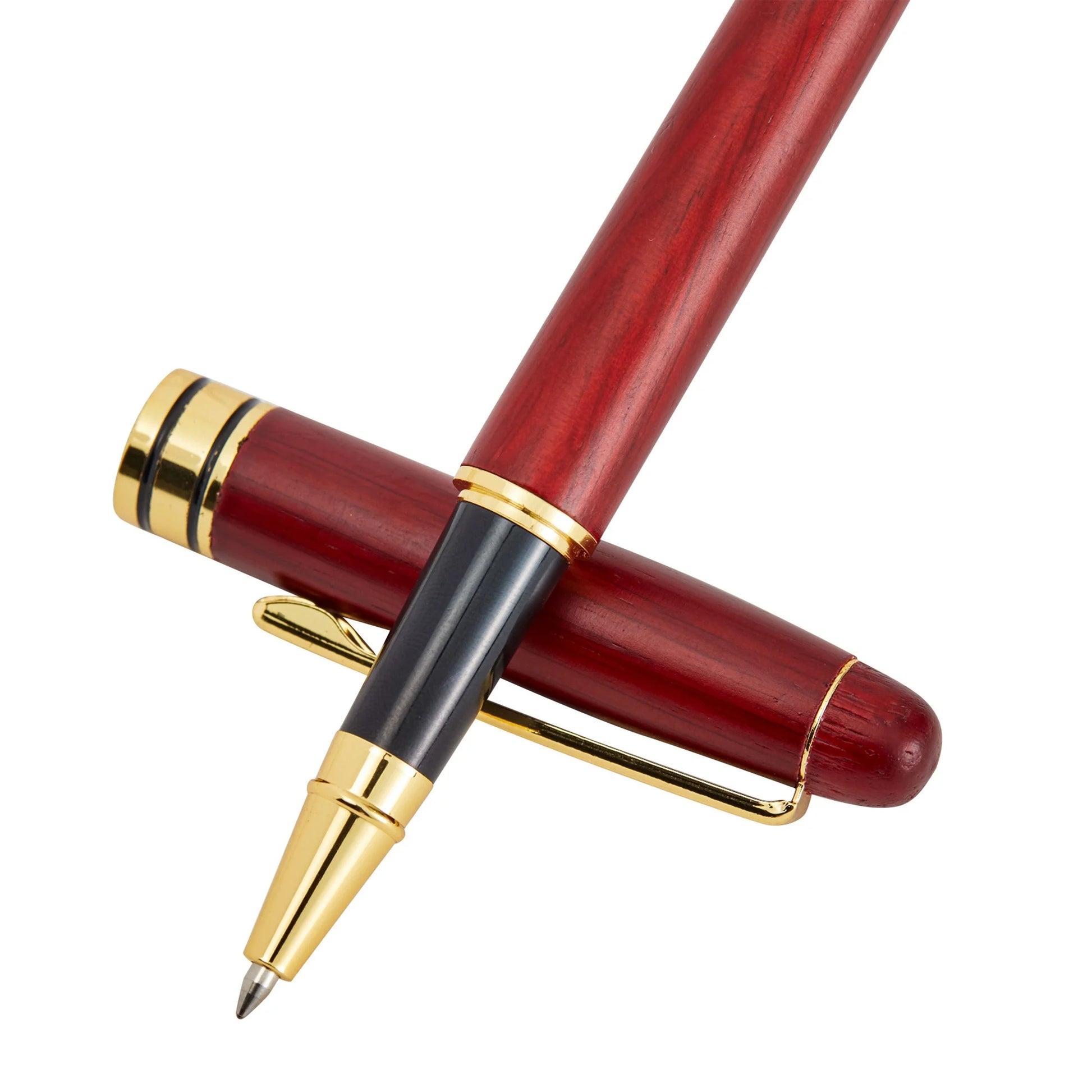 2 Pack Luxury Rosewood Pen Sets for Men Gift - Fancy Nice Ballpoint Pens with Black Ink Refills for Signature Executives Business Office