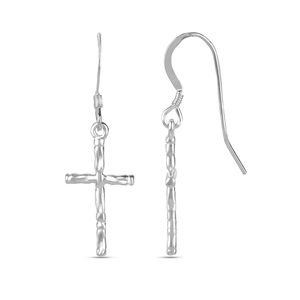 925 Sterling Silver Fishhook Cross Drop Dangle Earrings Jewelry Gifts for Women and Teen 35MM