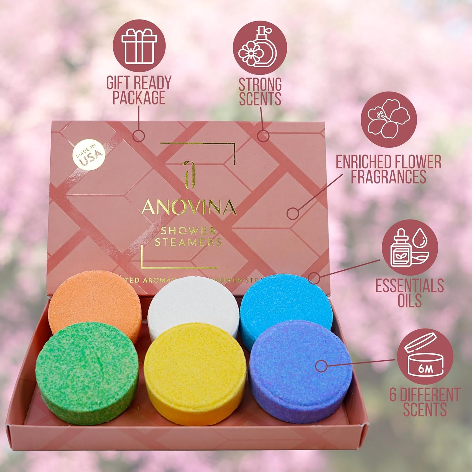Shower Steamers Aromatherapy Gift Box Made in USA Self Care Gifts for Women and Men - All Natural Shower Bombs - Shower Tablets Made with Essential Oils