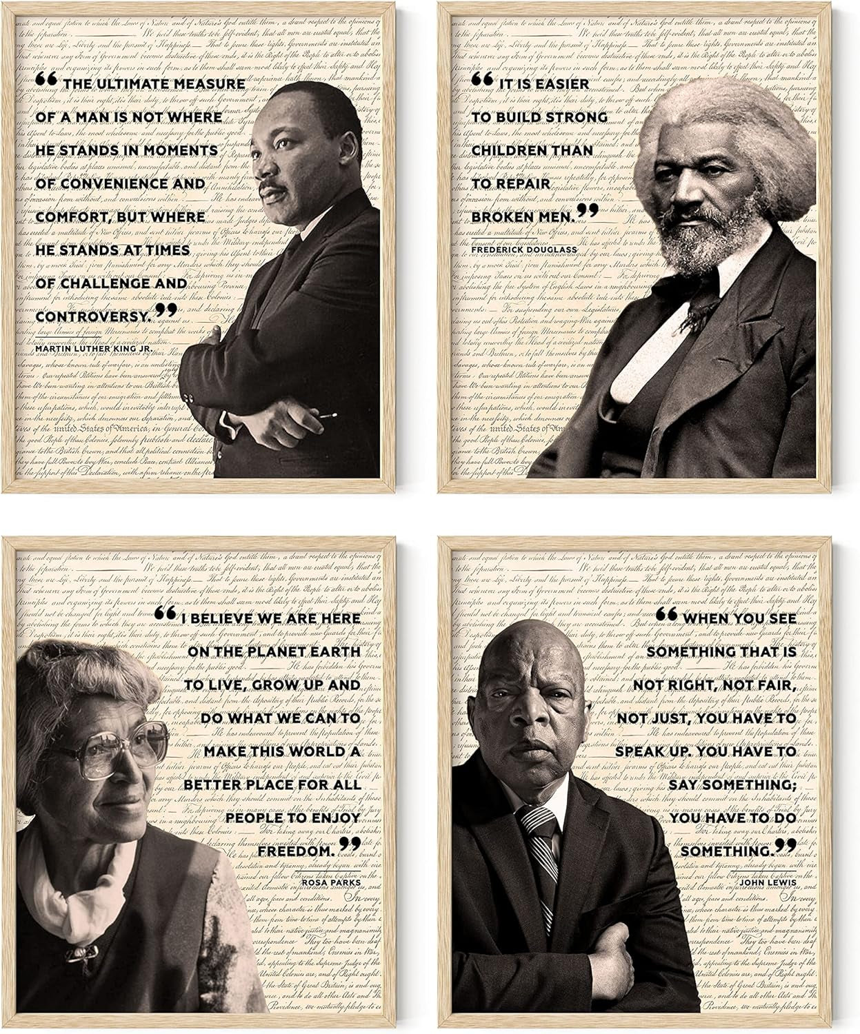 Black History Posters for Classroom - African American Art, Black History Month Decorations & African American Posters for Classroom, Quotes (Beige Frame, 11X14)