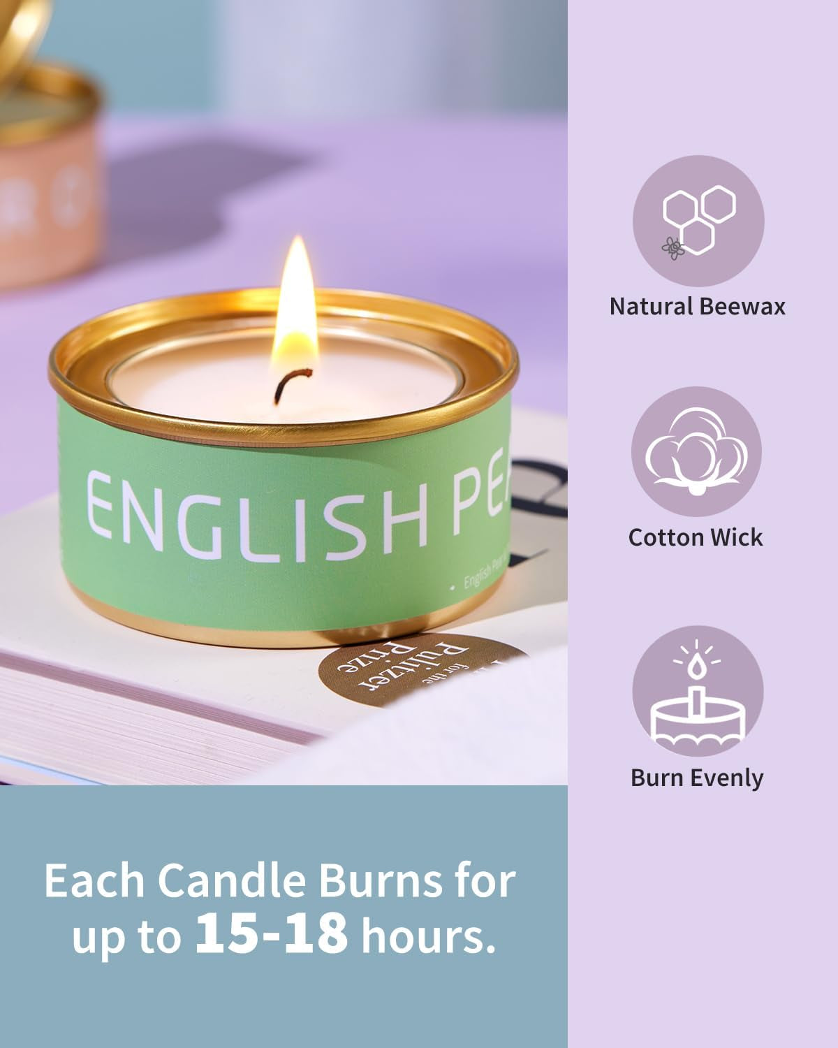 VTS Candles for Home Scented, 6 Pack Aromatherapy Candles (Lavender, Vanilla, English Pear & Freesia, Neroil, Clary Sage, Jasmine Sambac), Candles Gift Set for Stocking Stuffers, Christmas, Birthday