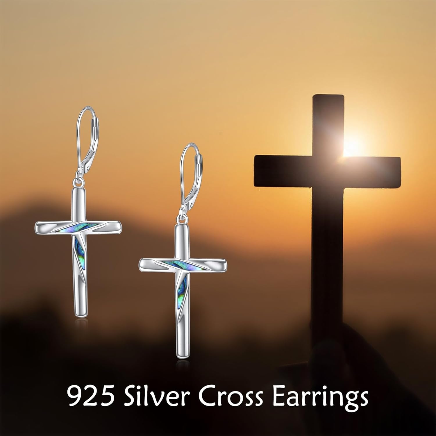 Cross Earrings Sterling Silver Rose Flower Cross Dangle Earrings Jewelry Gifts for Women