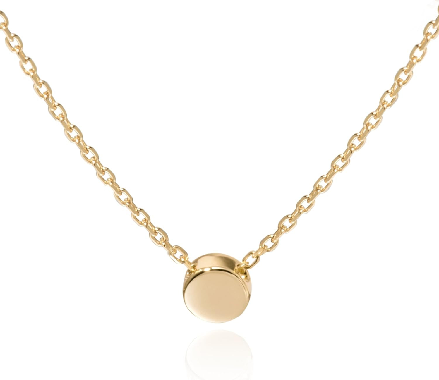 18K Gold Plated Tiny Dot Necklace Circle Star Square Heart Necklaces for Women S925 Sterling Silver Dainty Simple Necklaces for Women Girls Trendy Birthday Gifts