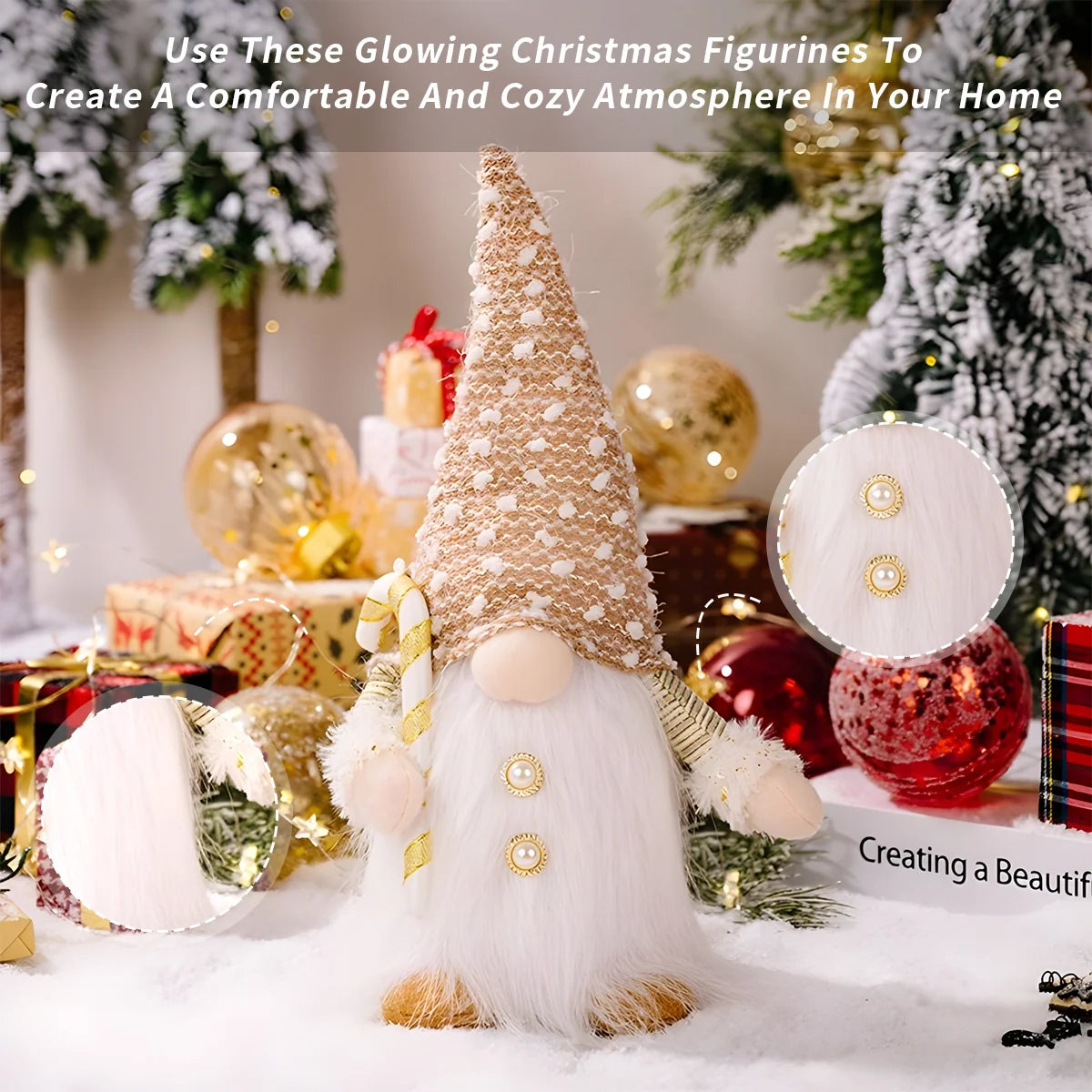 Christmas Decoration Gnomes Plush LED Gnomes Dwarf Elf Dolls for Christmas Party Table Room Decoration 2 Pack