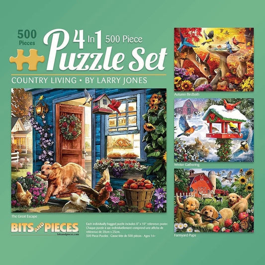 Jigsaw Puzzles Country Living 500 Piece by Larry Jones 4-In-1 Multi-Pack 16 X 20 Inch