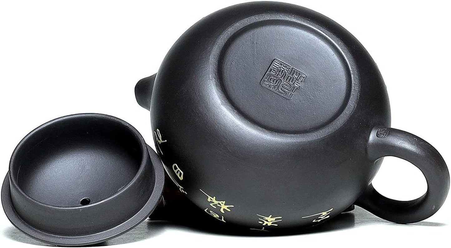 Zisha Tea Pot Set,Genuine Handmade Yixing Purple Clay Teapot 6.8 Oz with 2 Tea Cups,Chinese Brew Kung Fu Tea Set