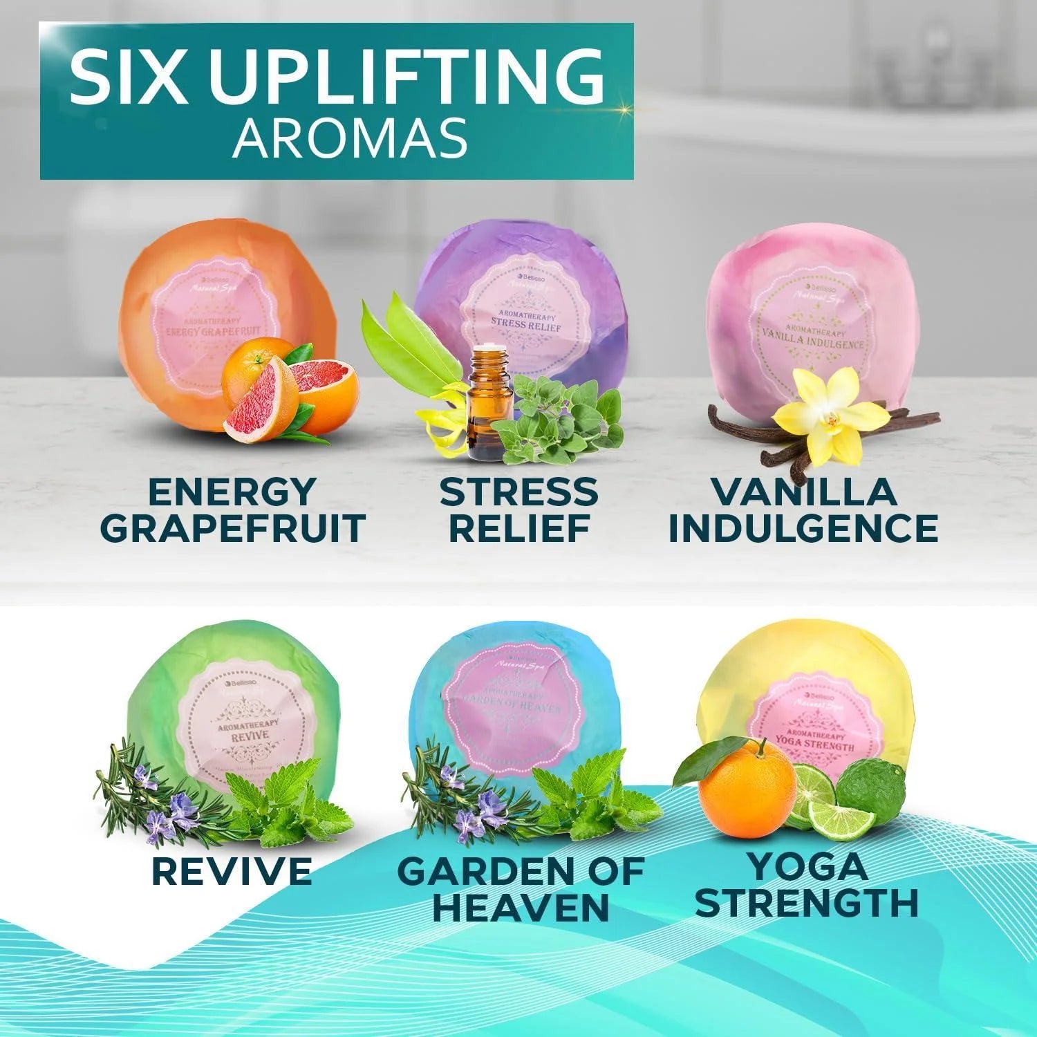 Bath Bombs Gift Set 6 Bubble Bath Fizzies (6 X 2Oz) with Natural Dead Sea