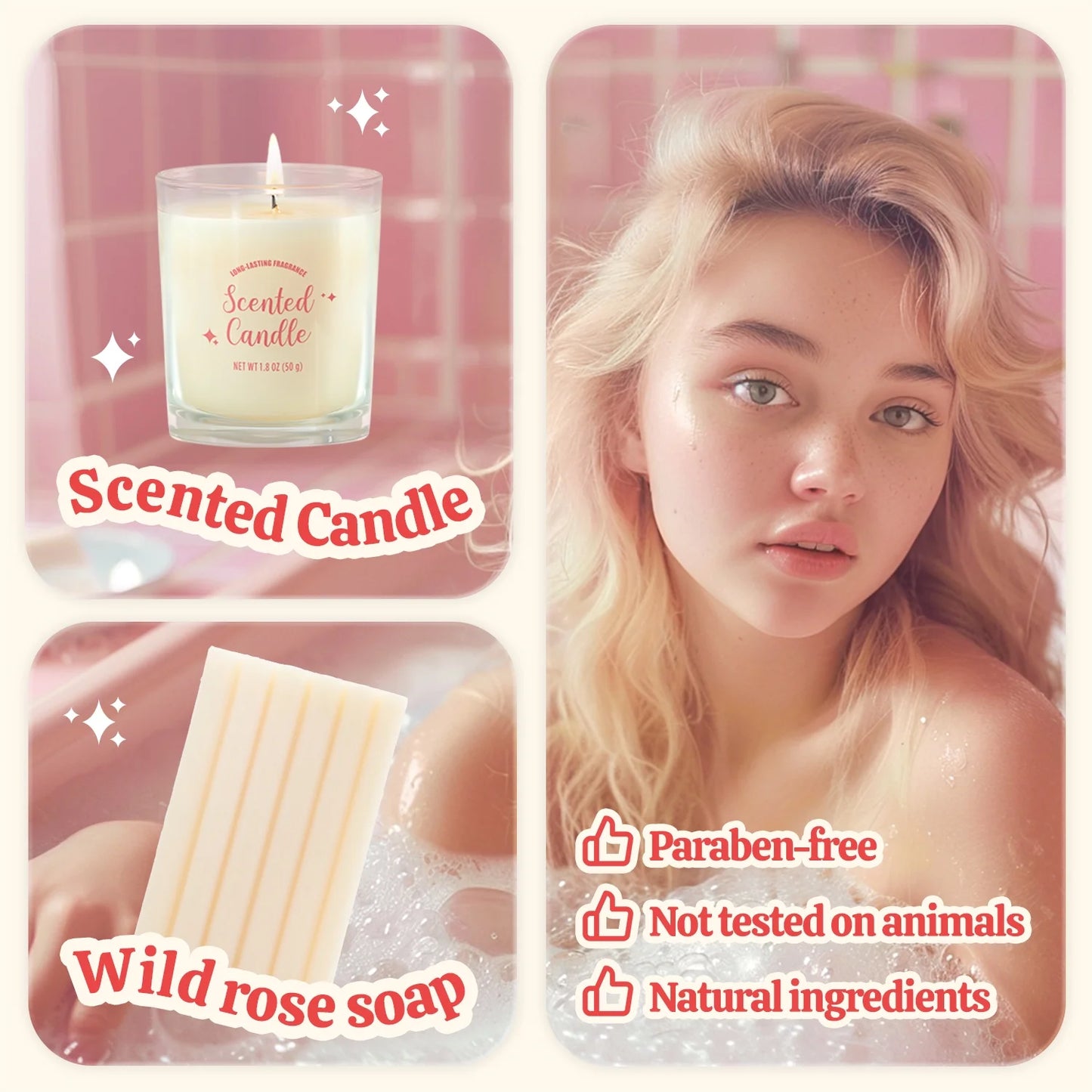 Spa Gift Sets for Women - 9Pcs Rose Bath Set, Mothers Day Gifts for Mom